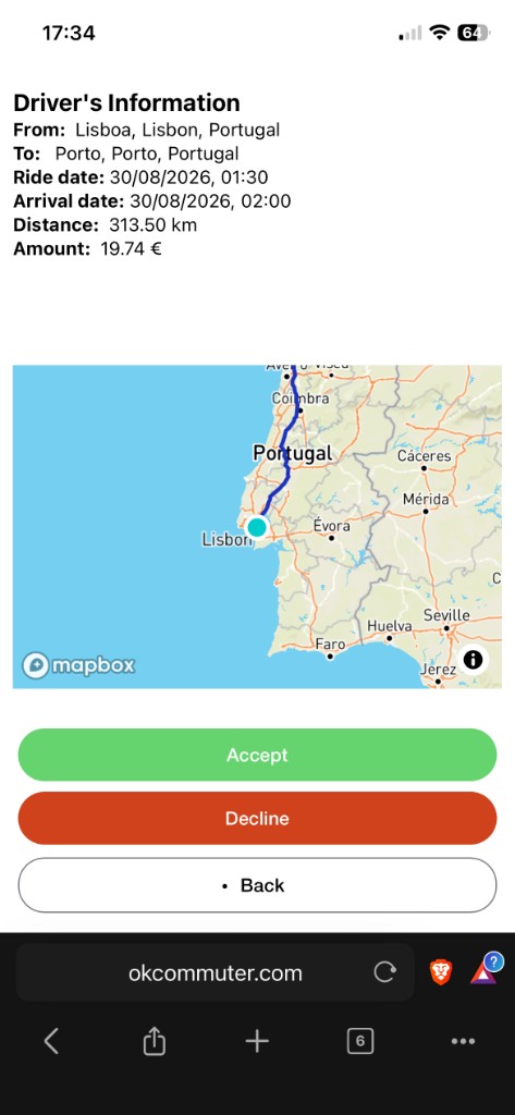 Accept or decline a ride match